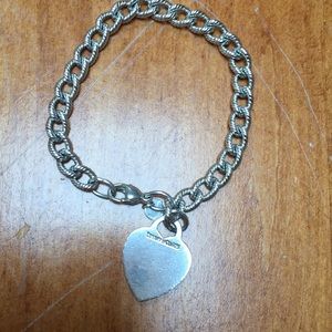 Tiffany sterling link bracelet with heart charm